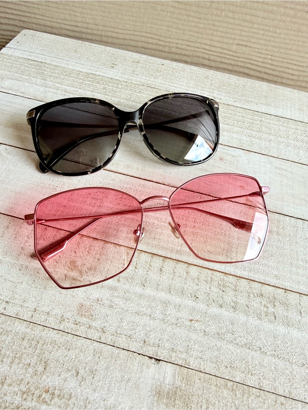 TOMS + Blenders Sunglasses Bundle Set Pink Retro & Black Tortoise Polarized